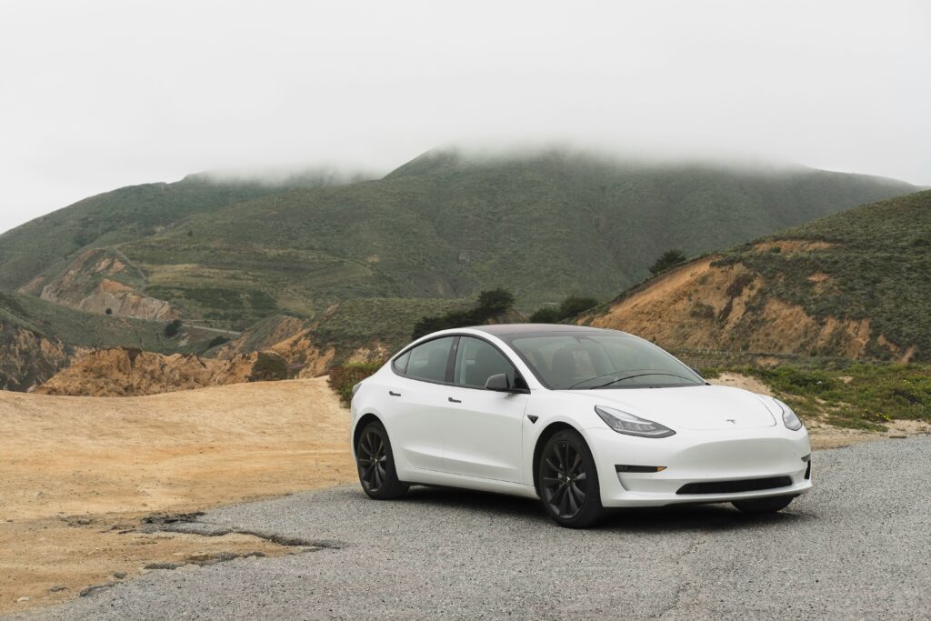 2018 Tesla Model 3 parked on city street during test drive