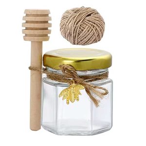 12-Pack 4oz Hexagonal Glass Honey Jars with Gold Lids