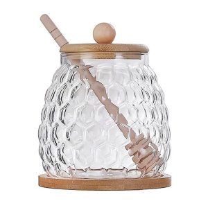 350ml Glass Honey Jar with Dipper and Lid for Table