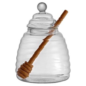 Glass Honey Jar with Dipper and Stirring Stick